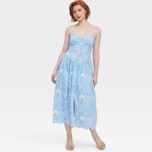 Women’s Floral Vines Drop Waist Midi A-Line Dress Blue - Roller Rabbit x Target